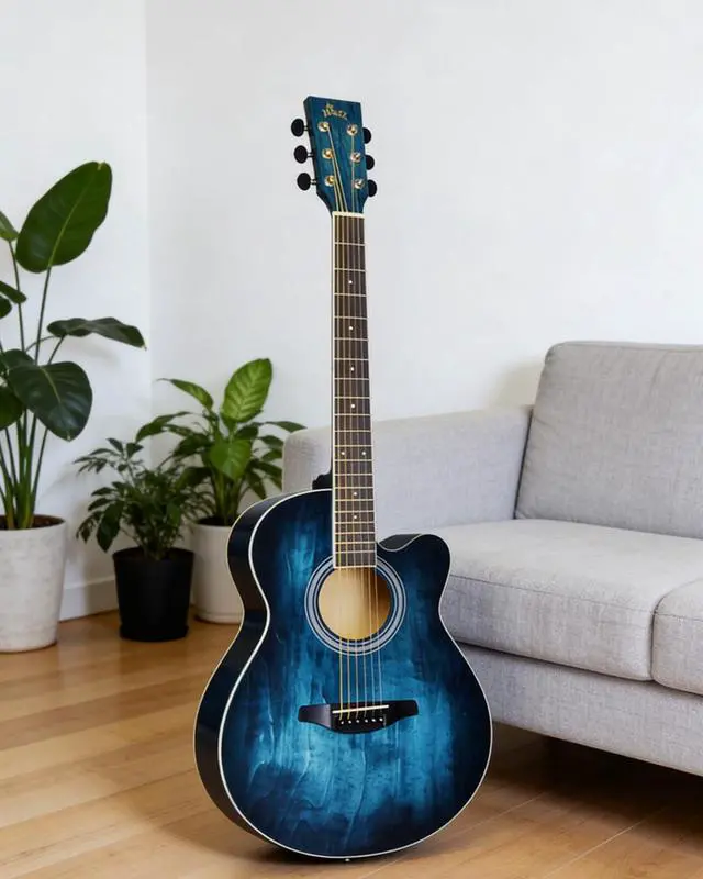 Alt view image 6 of 6 - Acoustic Steel-string Guitar Beginner for Adults Students, Elegant Unique Color Design (vintage blue)