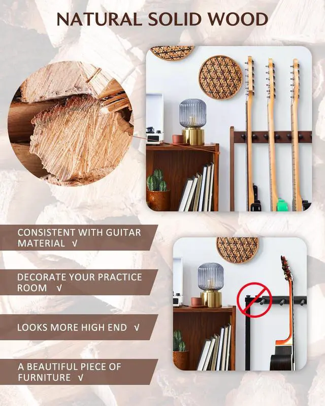 Alt view image 5 of 6 - Wooden Guitar Stand Multiple Guitars, Guitar Rack for 5 Acoustic or 8 Electric Guitars & Basses, Floor Standing Multi Guitar Display for Studio & Home - Protective Padding, SMT-10 (8-Holder)