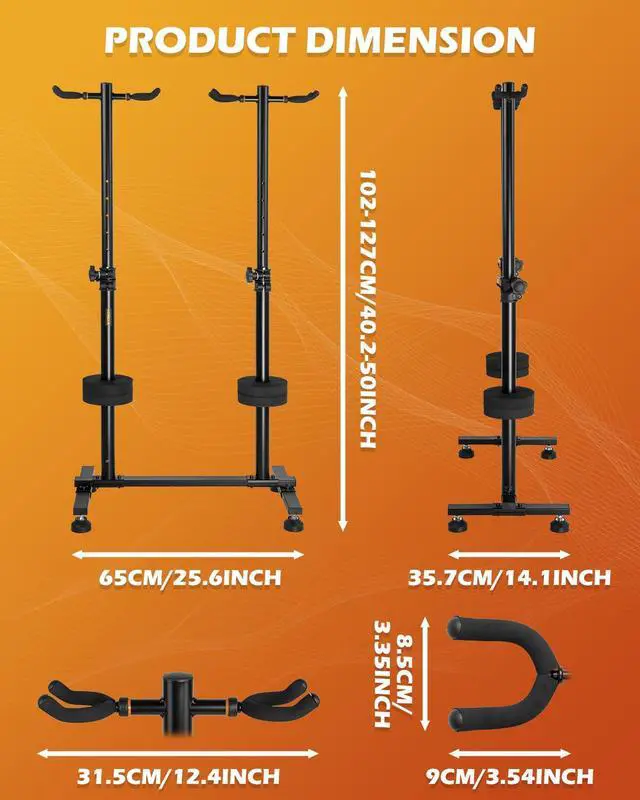 Alt view image 2 of 7 - Guitar Stands Floor, 4 Adjustable Guitar Stand Holder, Heavy Duty 4 Guitar Stand for Acoustic Electric Guitars Bass Banjos, Folding Multi Guitar Stands 4-Holder, FH-S4U Black