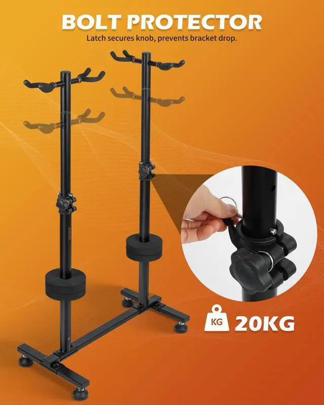 Alt view image 3 of 7 - Guitar Stands Floor, 4 Adjustable Guitar Stand Holder, Heavy Duty 4 Guitar Stand for Acoustic Electric Guitars Bass Banjos, Folding Multi Guitar Stands 4-Holder, FH-S4U Black