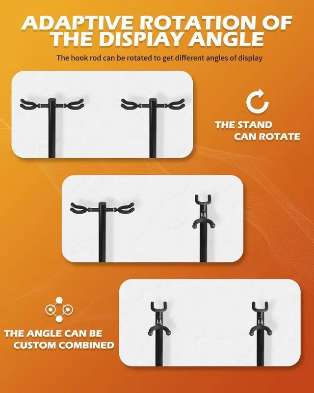 Alt view image 6 of 7 - Guitar Stands Floor, 4 Adjustable Guitar Stand Holder, Heavy Duty 4 Guitar Stand for Acoustic Electric Guitars Bass Banjos, Folding Multi Guitar Stands 4-Holder, FH-S4U Black