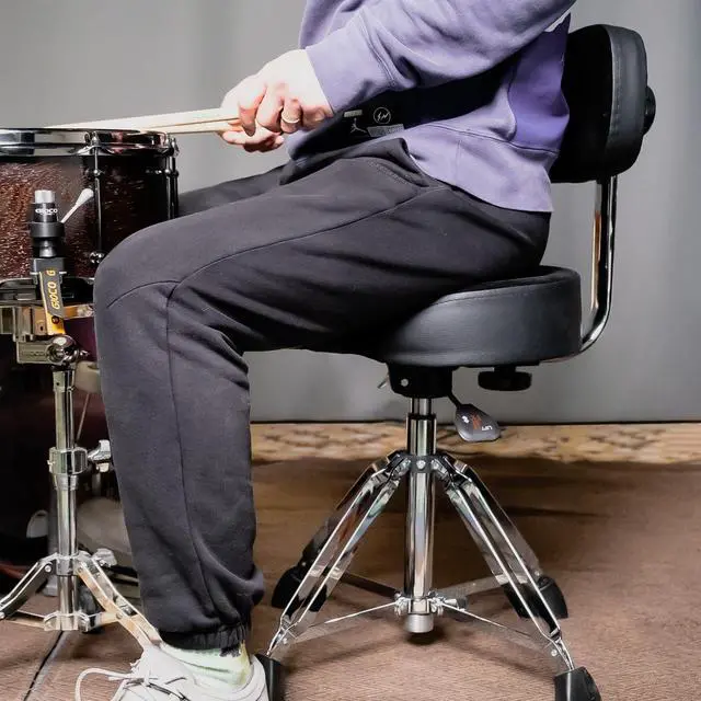 Alt view image 2 of 7 - Drum Throne with Backrest, Heavy Duty Drum Stool Height Adjustable, Motorcycle Style Drum Seat, Airlift Hydraulic Drum-Chair Drummer Stool Suitable for Adults Drummer