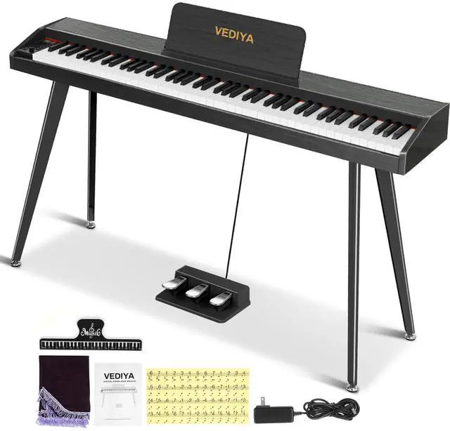 Main image of 88 Key Digital Piano Keyboard, Semi-Weighted Electric Piano, Full Size Piano Keyboard for Beginners with Triple Pedal, Sheet Music Stand, USB-MIDI Compatibility (Modern Black)