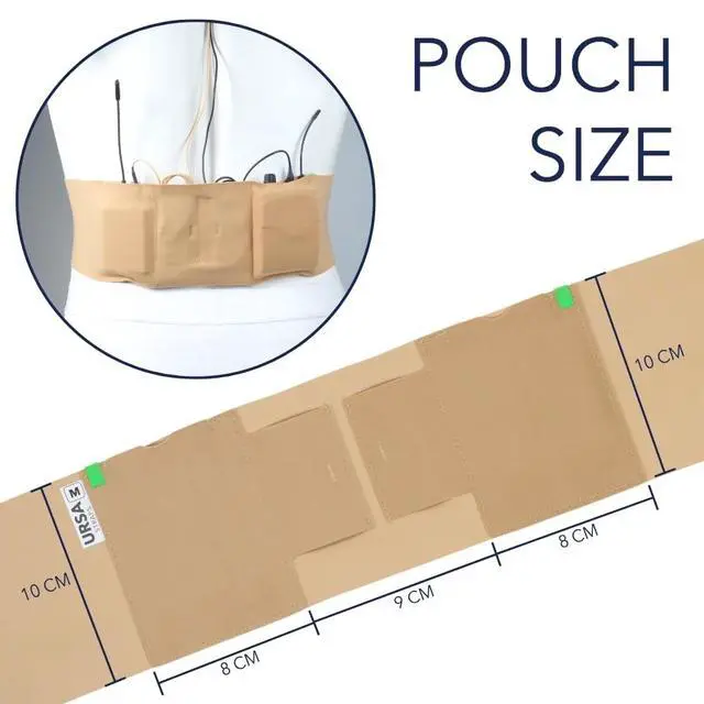 Alt view image 2 of 7 - URSA Double Pouch Waist Strap - Ultra Slim, Breathable & Stretchy Microphone Transmitter Straps. Compatible with Most Transmitter/Receivers (Beige, Small Waist)