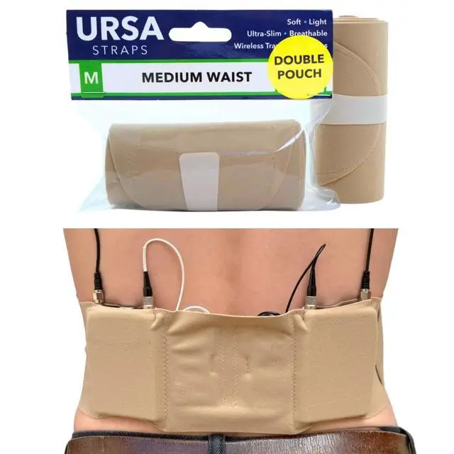 Alt view image 4 of 7 - URSA Double Pouch Waist Strap - Ultra Slim, Breathable & Stretchy Microphone Transmitter Straps. Compatible with Most Transmitter/Receivers (Beige, Small Waist)
