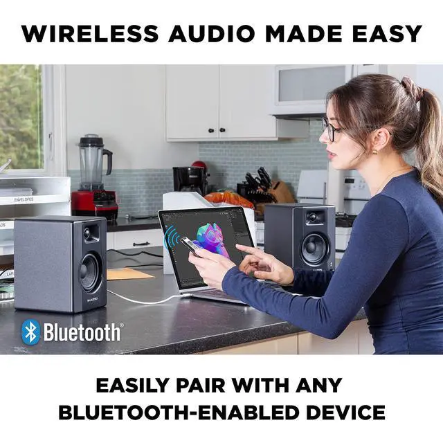 Alt view image 4 of 7 - BX3BT Pair 3.5" Wireless Bluetooth Studio Monitors and PC Speakers for Recording and Multimedia with Music Production Software
