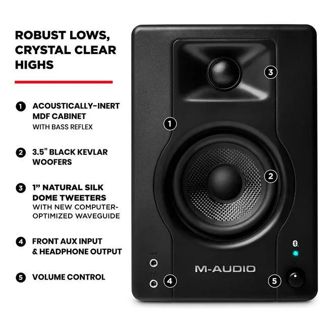 Alt view image 5 of 7 - BX3BT Pair 3.5" Wireless Bluetooth Studio Monitors and PC Speakers for Recording and Multimedia with Music Production Software