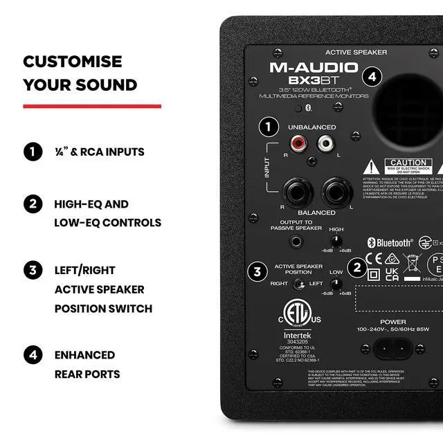 Alt view image 6 of 7 - BX3BT Pair 3.5" Wireless Bluetooth Studio Monitors and PC Speakers for Recording and Multimedia with Music Production Software