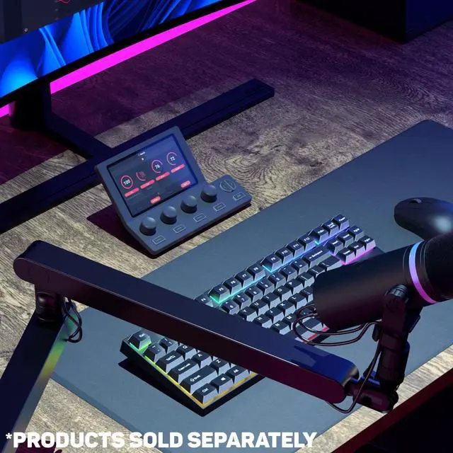 Alt view image 5 of 5 - Mic Stand (Dark) - Low Profile Adjustable Boom Arm, 360° Mount | Studio-Quality Microphone Arm w/ 360° Rotation, Cable Management, Easy Clamp, Universal fit. Streaming, Podcasting, Gaming