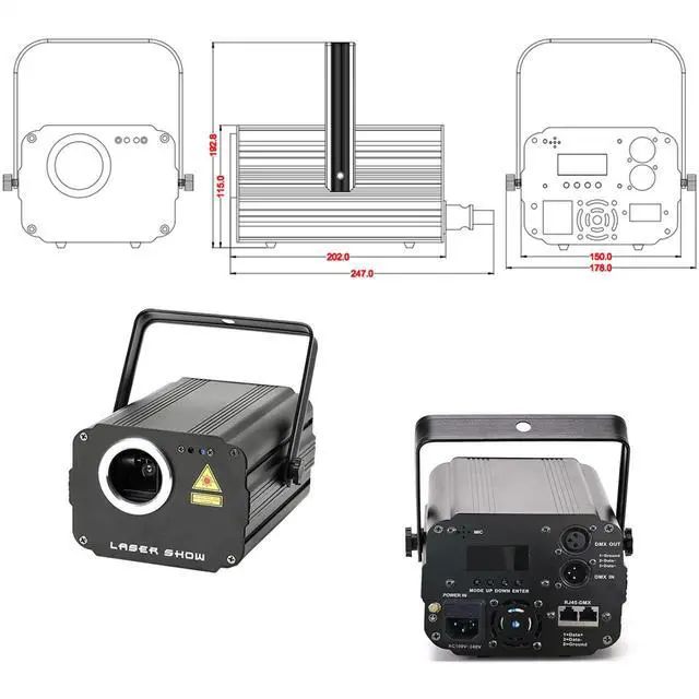 Alt view image 3 of 6 - 1900 Patterns DJ Disco Party Lights, Full Color 3D Animation Laser Projector Light,DMX Sound Activated Stage Lighting,Remote Control RGB Scan Beam light for Christmas Halloween Bar Dance Wedding
