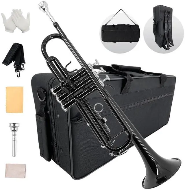 Main image of Bb Standard Trumpet Set for Beginners or students with Carrying Hard Case, 7C Mouthpiece, Cleaning Cloth and Gloves