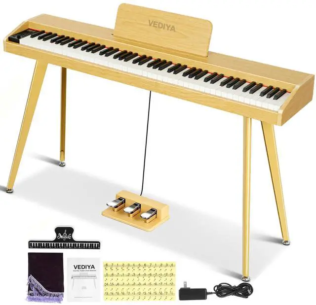 Main image of 88 Key Digital Piano Keyboard, Semi-Weighted Electric Piano, Full Size Piano Keyboard for Beginners with Triple Pedal, Sheet Music Stand, USB-MIDI Compatibility (Natural Oak)