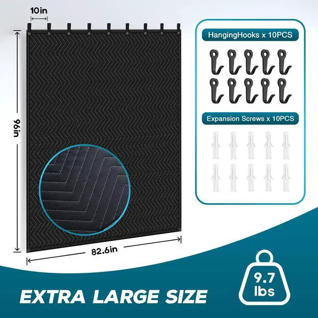 Alt view image 4 of 7 - Large Sound Dampening Blanket,96" x 80" Sound Absorbing Studio Blanket,Noise Cancelling Studio Acoustic Blanket Curtain/Light Blocker/Moving Blanket