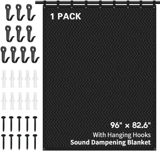 Main image of Large Sound Dampening Blanket,96" x 80" Sound Absorbing Studio Blanket,Noise Cancelling Studio Acoustic Blanket Curtain/Light Blocker/Moving Blanket