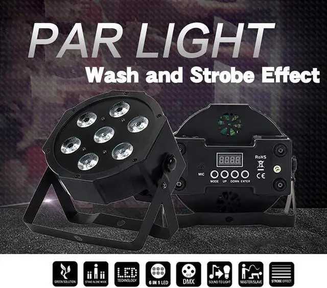 Alt view image 4 of 6 - Par Can Lights LED 7x18W RGBWAP 6in1 Wash Stage Lights 6 Pack | Remote and DMX512 Control Uplights, Sound Activated, Auto Run Flat, for Christmas Wedding Party Disco