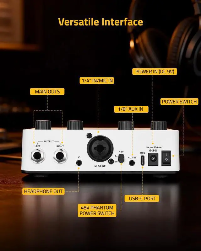 Alt view image 7 of 7 - AVE-100 Vocal Effects Processor with Auto Pitch Correction/Harmony/Echo/Reverb, Smart Anti-Feedback & VocalErase OTG Recording Vocal Processor for Live Singing Streaming Home Studio