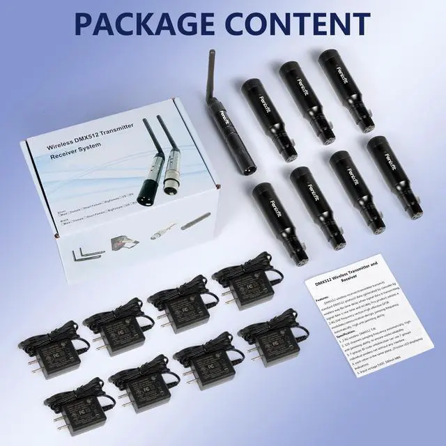 Alt view image 6 of 7 - Wireless DMX512 Transmitter Receiver Rechargeable DMX Wireless 1 Transmitter & 7 Receivers Built-in Battery Long Transmission Range Wireless DMX Light Controller for LED Stage Disco Lighting
