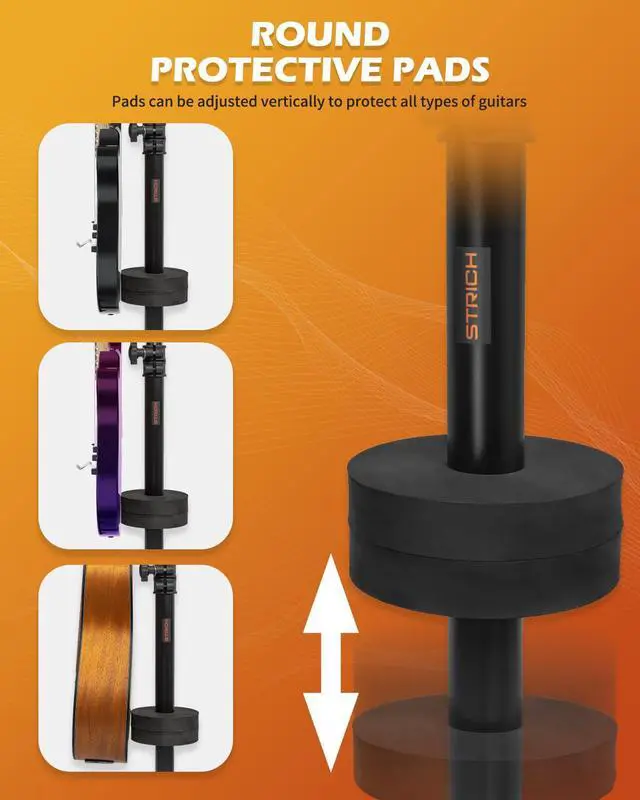 Alt view image 5 of 6 - Guitar Stands Floor, 3 Adjustable Guitar Stand Holder, Heavy Duty 3 Guitar Stand for Acoustic Electric Guitars Bass Banjos, Folding Multi Guitar Stands 3-Holder, FH-S3 Black