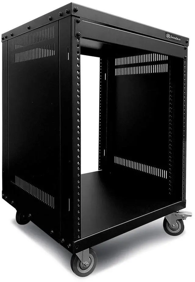 Main image of AxcessAbles 12U Network Rack with Wheels - 500lb Capacity, 18" Depth | 19-Inch Open Frame AV Rack Case with 3 Caster Wheels | Screws, Spacer, Tool Included