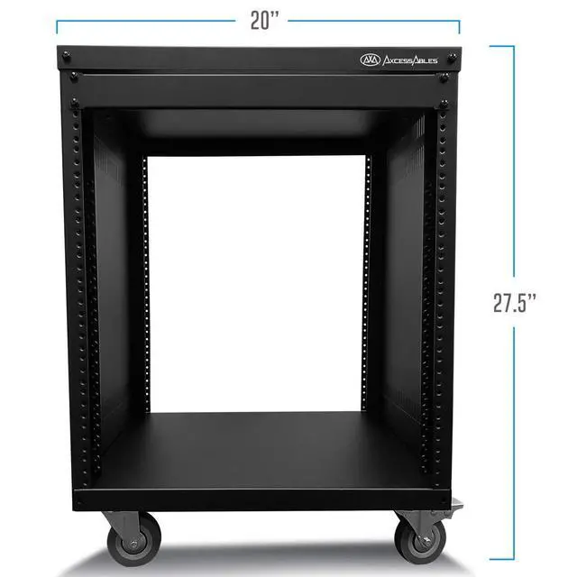 Alt view image 3 of 7 - AxcessAbles 12U Network Rack with Wheels - 500lb Capacity, 18" Depth | 19-Inch Open Frame AV Rack Case with 3 Caster Wheels | Screws, Spacer, Tool Included