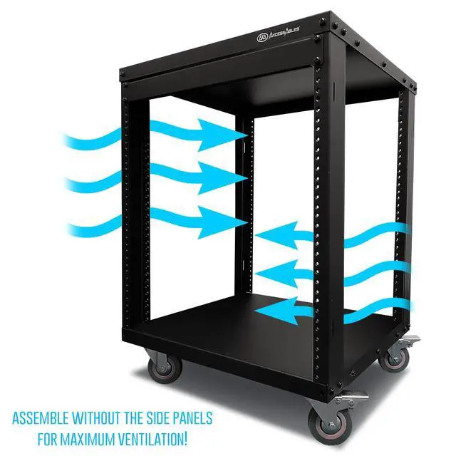 Alt view image 7 of 7 - AxcessAbles 12U Network Rack with Wheels - 500lb Capacity, 18" Depth | 19-Inch Open Frame AV Rack Case with 3 Caster Wheels | Screws, Spacer, Tool Included
