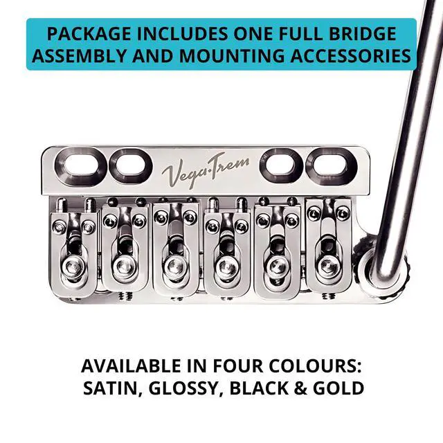 Alt view image 2 of 7 - Vega-Trem VT1 Ultra-Trem Standard 6-Screw Stratocaster Guitar Tremolo Bridge For Strat No Mods Easy Installation (Glossy, Right)