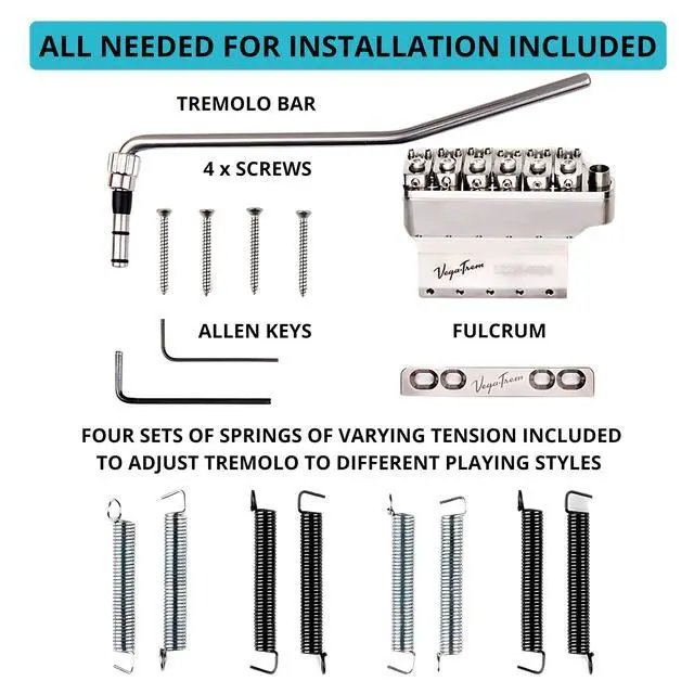 Alt view image 3 of 7 - Vega-Trem VT1 Ultra-Trem Standard 6-Screw Stratocaster Guitar Tremolo Bridge For Strat No Mods Easy Installation (Glossy, Right)