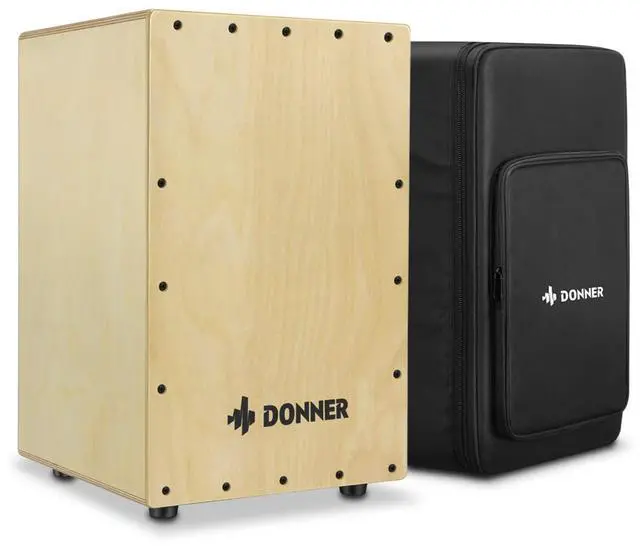 Main image of Cajon Box Drum Full Size, Percussion Instrument Gifts for Adults Teens, Hand Crafted Birchwood Beat Box, Jam Cajon Drum Box, Portable with Adjustable Straps Travel Backpack