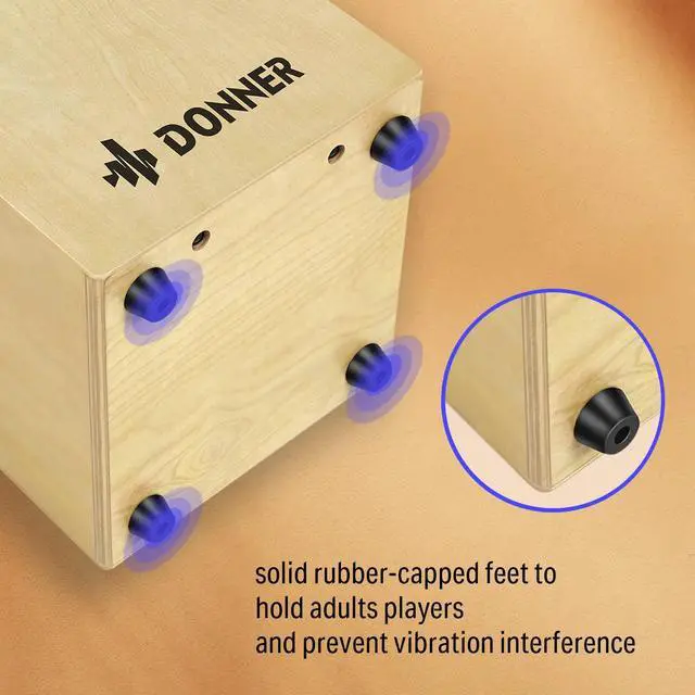 Alt view image 3 of 7 - Cajon Box Drum Full Size, Percussion Instrument Gifts for Adults Teens, Hand Crafted Birchwood Beat Box, Jam Cajon Drum Box, Portable with Adjustable Straps Travel Backpack