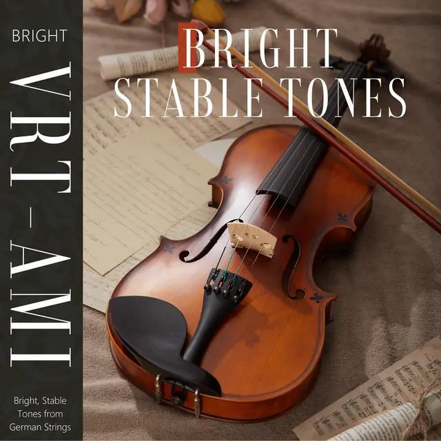 Alt view image 7 of 7 - Handcrafted Full Size Violin: Solid Wood Matte Fiddle, Acoustic Beginner 4/4 Violin Kit with Hard Case, Lesson Book, Bow, Shoulder Rest, Extra Strings, Tuner, Fretboard Stickers (VRT-AmiMS)