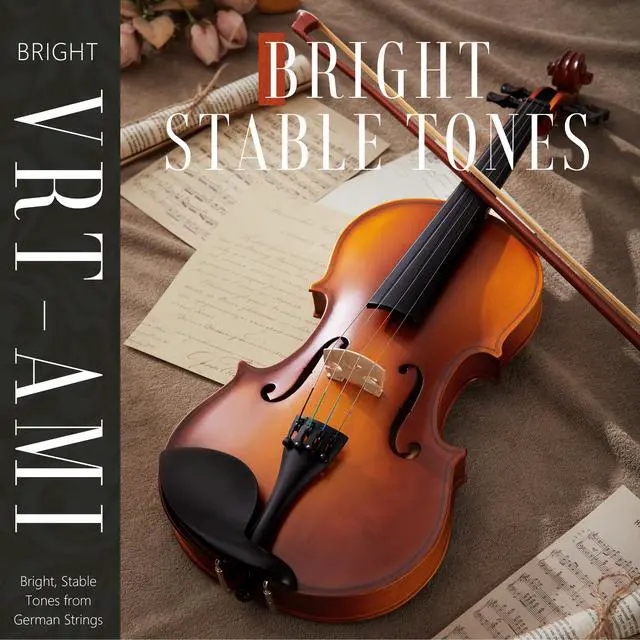 Alt view image 7 of 7 - Handcrafted Full Size Violin: Solid Wood Matte Fiddle, Acoustic Beginner 4/4 Violin Kit with Hard Case, Lesson Book, Bow, Shoulder Rest, Extra Strings, Tuner, Fretboard Stickers (VRT-AmiCS)