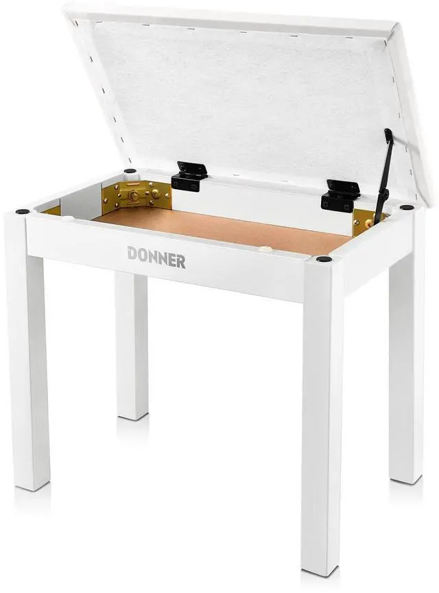 Main image of Piano Bench with Storage, Solid Wood Keyboard Bench Piano Bookcase Stool Chair Seat with High-Density Suede Cushion, White