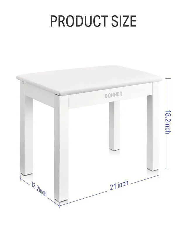 Alt view image 3 of 7 - Piano Bench with Storage, Solid Wood Keyboard Bench Piano Bookcase Stool Chair Seat with High-Density Suede Cushion, White