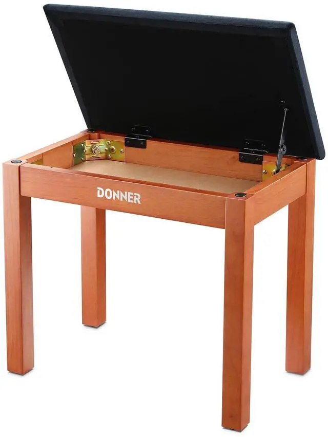 Main image of Piano Bench with Storage, Solid Wood Keyboard Bench Piano Bookcase Stool Chair Seat with High-Density Suede Cushion, Wood Finish Color