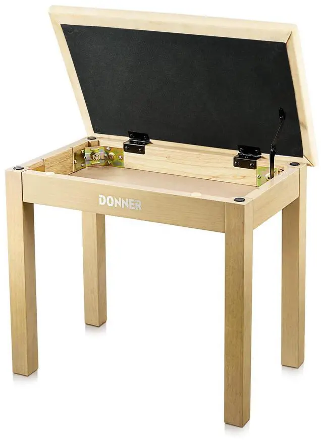 Main image of Piano Bench with Storage, Solid Wood Keyboard Bench Piano Bookcase Stool Chair Seat with High-Density Suede Cushion, Light Wood Color