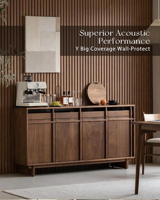 Alt view image 6 of 7 - Square Felt Acoustic Panels, Brown, 23.6x23.6in, 6 Pack | Sound Absorbing, Decorative Wall Panels, Noise Reducing, Wide Narrow Stripes Pattern Design, For Office Bedroom