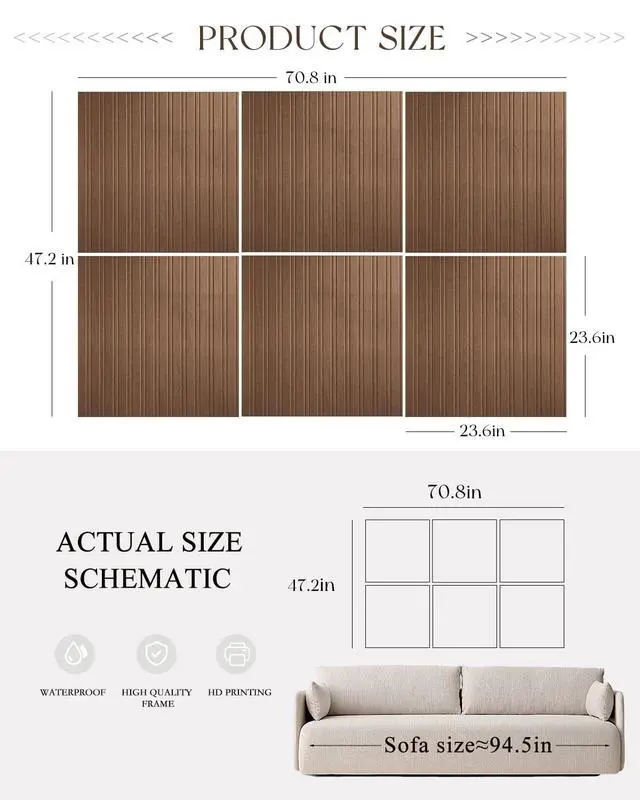 Alt view image 7 of 7 - Square Felt Acoustic Panels, Brown, 23.6x23.6in, 6 Pack | Sound Absorbing, Decorative Wall Panels, Noise Reducing, Wide Narrow Stripes Pattern Design, For Office Bedroom
