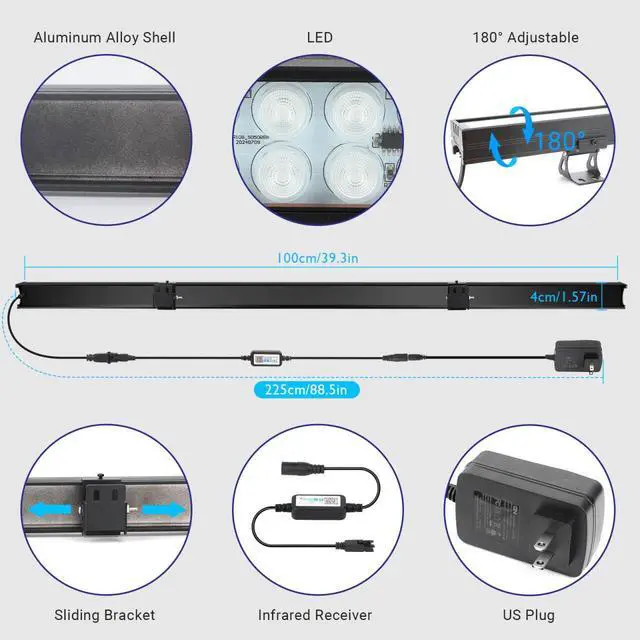 Alt view image 6 of 7 - LED Stage Wash Light Bar: 60W Dual-Row LED with 108 LEDs - Remote & App Control - Sound Activated Music Sync - Aluminium Construction for Events DJ Parties Venues Home Decor Band Performances