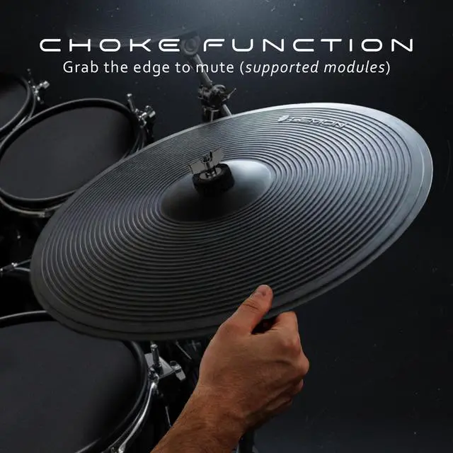 Alt view image 5 of 7 - LE-20C3 20 inch Triple-Zone Electronic Ride/Crash Cymbal Pad with Bell and Edge Choke, Textured Rubber Rebound Surface, Compatible with Roland/Alesis - 2-Zone Crash or 3-Zone Ride E-Drums - 20"