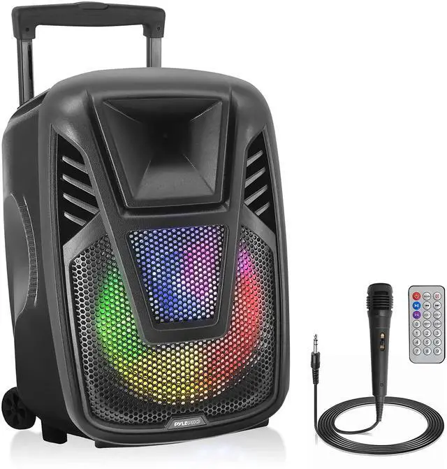 Main image of 15 Portable Bluetooth PA Speaker System - 800W Wireless Rechargeable Loudspeaker with LED Party Lights, Rolling Wheels, Built-in Amp, & Remote Control - Indoor/Outdoor Karaoke Machine (Black)