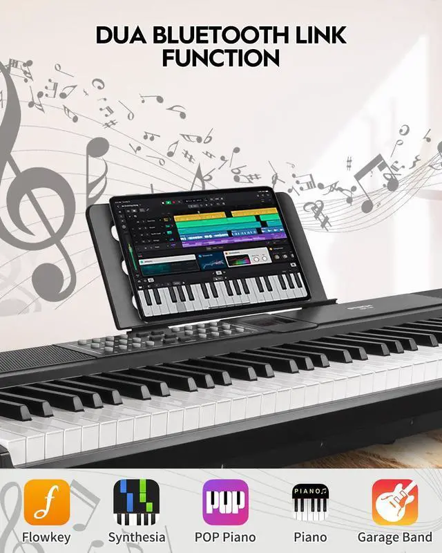 Alt view image 6 of 7 - 88 Keys Weighted Keyboard Piano with X-Style Stand & Sustain Pedal, Hammer-Action Digital Piano, Full-size Electric Piano Keyboard Supports USB-MIDI/Wireless Connect, SDP-120&SKT-01