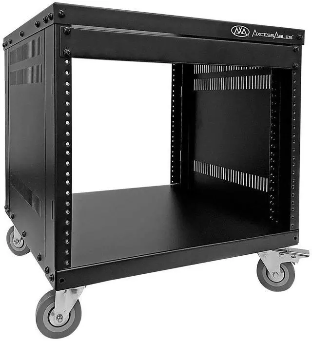 Main image of AxcessAbles 8U 19 Homelab Server Rack | 550-LB Capacity | Open Frame with Removable Side Panels | Rolling Rack Cabinet w/Locking 3 Casters | Network, AV & Studio Gear | Includes 5mm & 6mm Screws