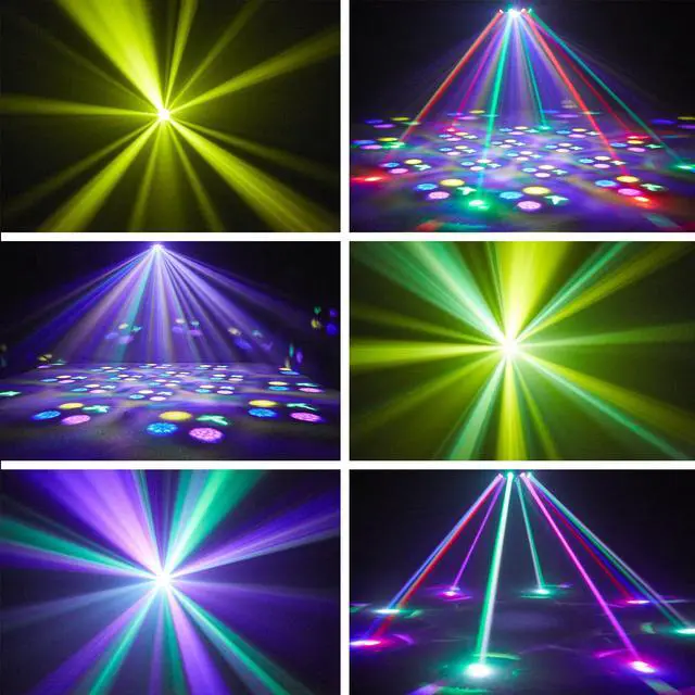 Alt view image 3 of 7 - Moving Head DJ Lights for Parties, 180W RGBW LED Moving Head Lights, 8-Arms Stage Lighting Sound Activated DMX 512 Control for Disco Club Wedding Parties World Cup
