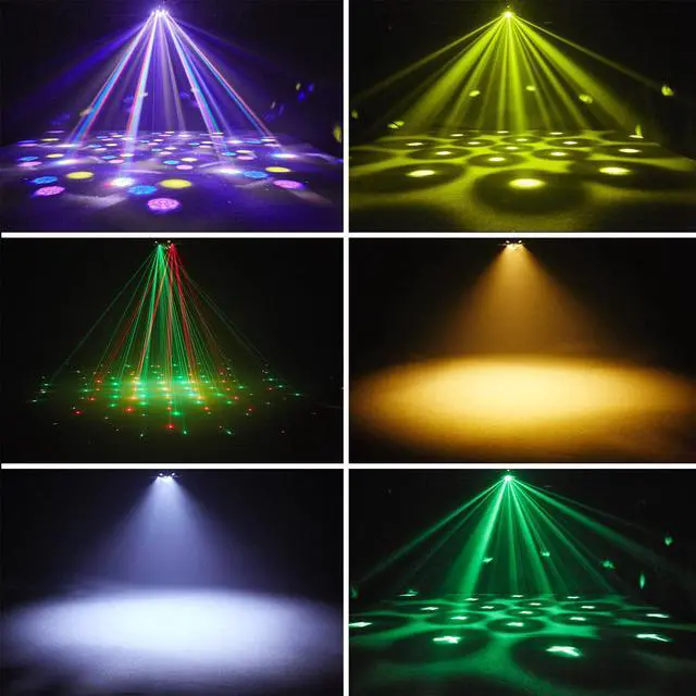 Alt view image 4 of 7 - Moving Head DJ Lights for Parties, 180W RGBW LED Moving Head Lights, 8-Arms Stage Lighting Sound Activated DMX 512 Control for Disco Club Wedding Parties World Cup