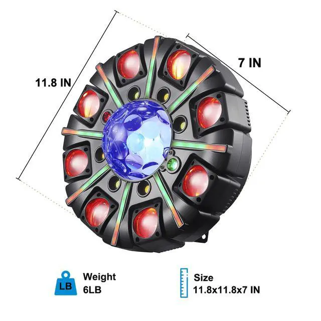 Alt view image 6 of 7 - Moving Head DJ Lights for Parties, 180W RGBW LED Moving Head Lights, 8-Arms Stage Lighting Sound Activated DMX 512 Control for Disco Club Wedding Parties World Cup