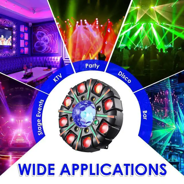 Alt view image 7 of 7 - Moving Head DJ Lights for Parties, 180W RGBW LED Moving Head Lights, 8-Arms Stage Lighting Sound Activated DMX 512 Control for Disco Club Wedding Parties World Cup
