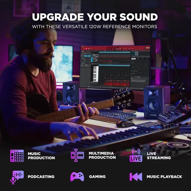 Alt view image 2 of 7 - Recording, Streaming and Podcasting Bundle M-Track Solo USB Audio Interface and 120W BX3 Stereo Speakers, Plus a Software Suite Included