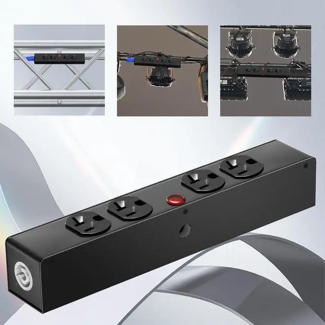 Alt view image 4 of 6 - PowerCon Power Connector Box, 4 Edison Power, Suitable for DJ Equipment, Stage Lighting, and Sound Systems.Outlet for Indoor Use