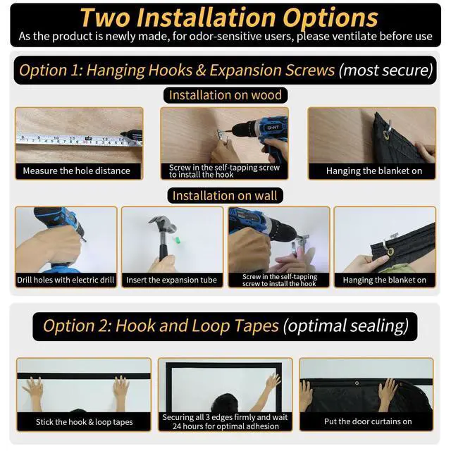 Alt view image 6 of 6 - Thick Door Soundproofing Blanket, 41.5 x 86.6 x 0.8 inches Heavy Window Sound Barrier Sheet, Home Acoustic Dampening Curtain Divider, Wall Noise Blocker for Bedroom Music Recording Studio