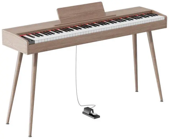Main image of digital Piano 88 Key Semi Weighted Keyboard,Full-size Electric Piano for Beginners,with Sheet Music Stand,Pedal,Power Adapter,Headphone Mode,USB-MIDI (Gray)